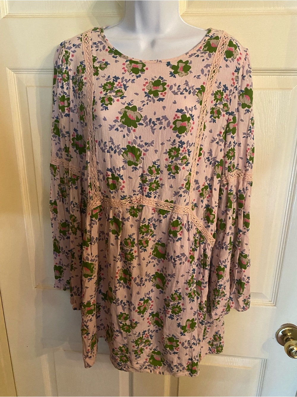 Matilda Jane Pink Floral Lace-Trim Peasant Top